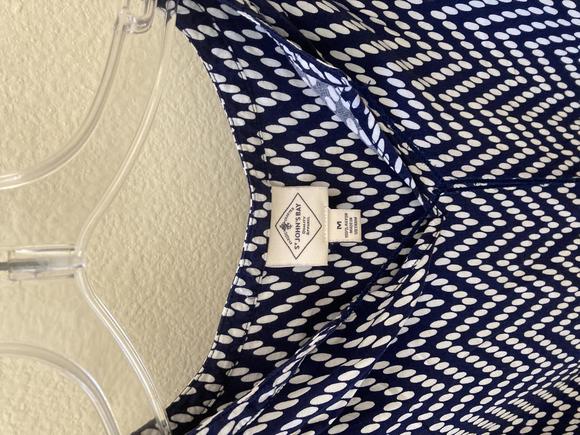 St. John's Bay Blue White Summer Blouse - Picture 2 of 3